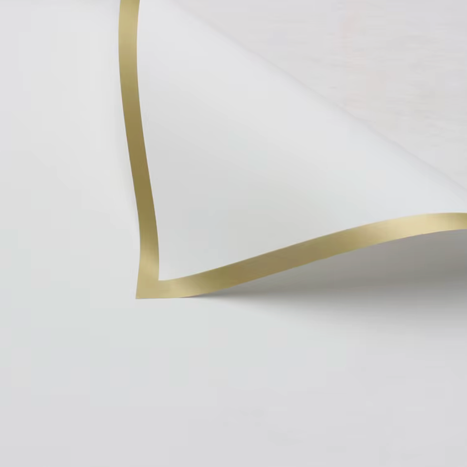 Elegant White Floral Wrap with Gold Border