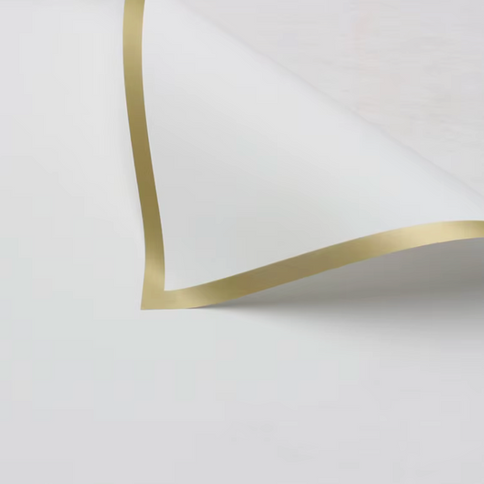 Elegant White Floral Wrap with Gold Border