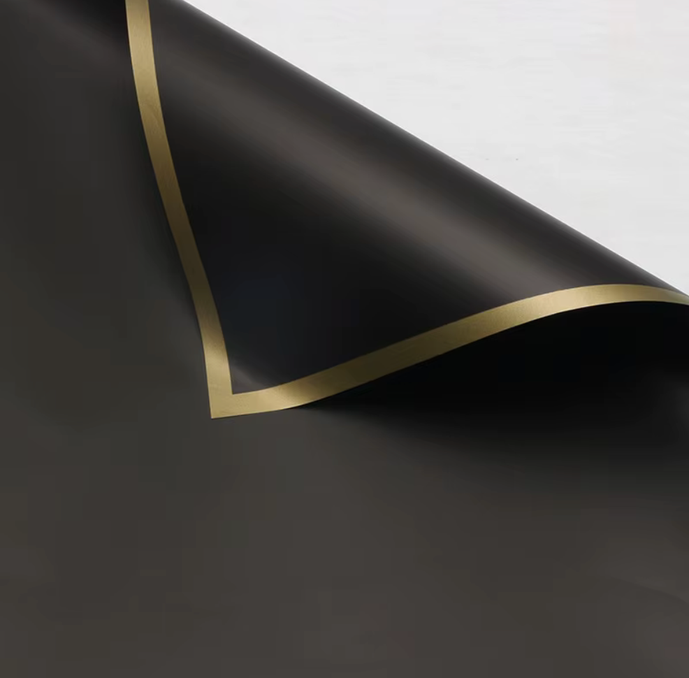 Black Floral Wrap with Gold Border